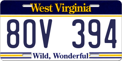 WV license plate 8OV394