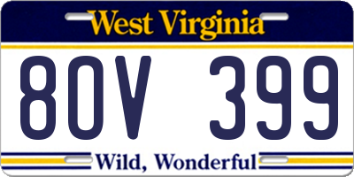 WV license plate 8OV399