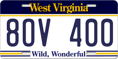 WV license plate 8OV400