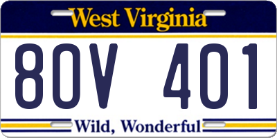 WV license plate 8OV401