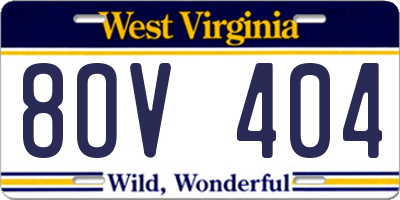 WV license plate 8OV404