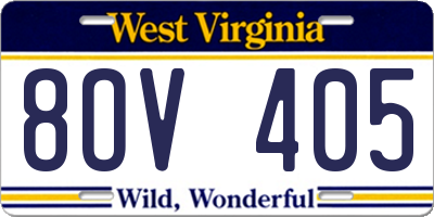 WV license plate 8OV405