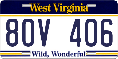 WV license plate 8OV406