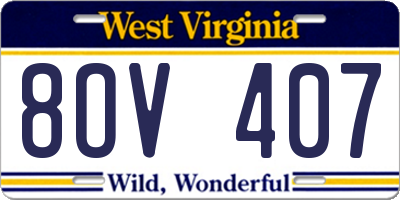 WV license plate 8OV407