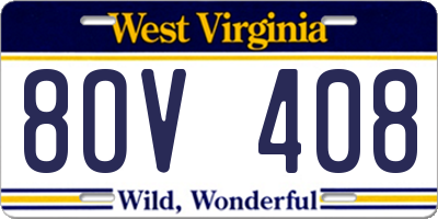 WV license plate 8OV408