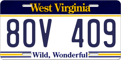 WV license plate 8OV409