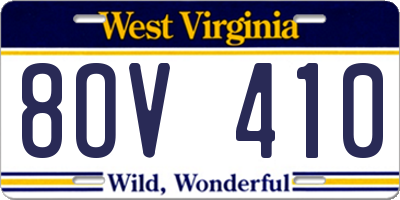 WV license plate 8OV410