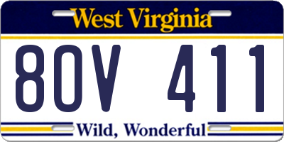 WV license plate 8OV411