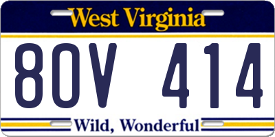 WV license plate 8OV414