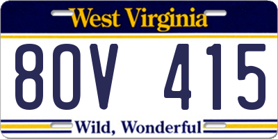 WV license plate 8OV415
