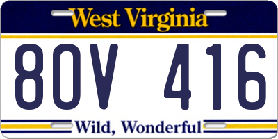 WV license plate 8OV416