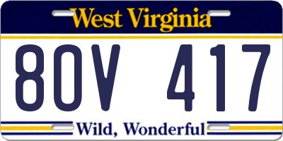 WV license plate 8OV417