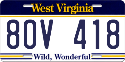 WV license plate 8OV418