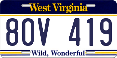WV license plate 8OV419