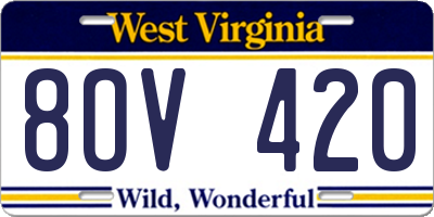 WV license plate 8OV420