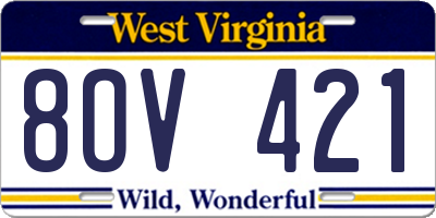 WV license plate 8OV421