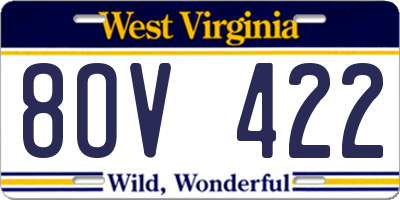 WV license plate 8OV422