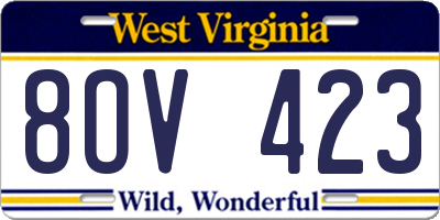 WV license plate 8OV423