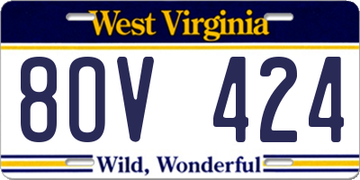 WV license plate 8OV424