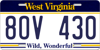 WV license plate 8OV430