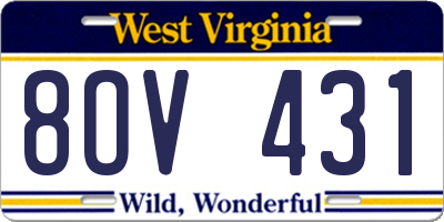 WV license plate 8OV431