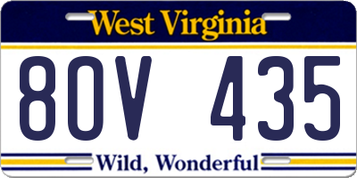 WV license plate 8OV435