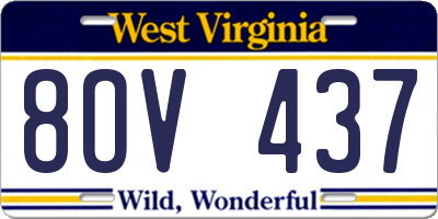WV license plate 8OV437