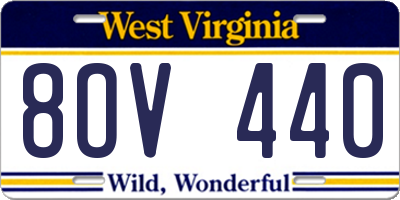 WV license plate 8OV440