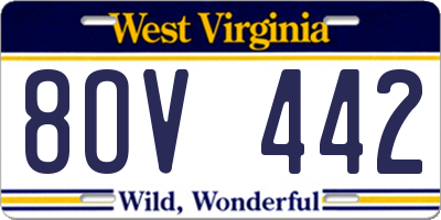 WV license plate 8OV442