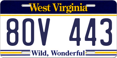 WV license plate 8OV443