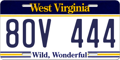 WV license plate 8OV444