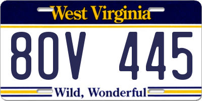 WV license plate 8OV445
