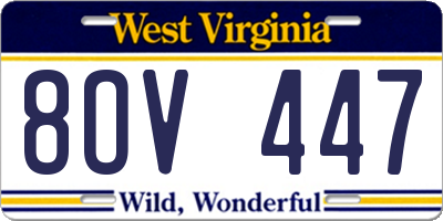 WV license plate 8OV447