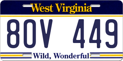 WV license plate 8OV449