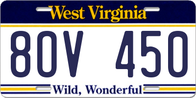 WV license plate 8OV450