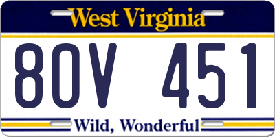 WV license plate 8OV451