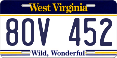 WV license plate 8OV452