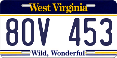 WV license plate 8OV453