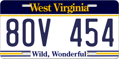 WV license plate 8OV454