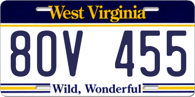WV license plate 8OV455