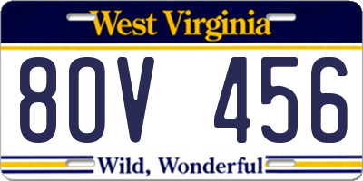 WV license plate 8OV456