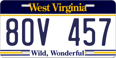 WV license plate 8OV457