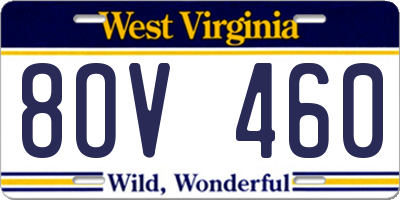 WV license plate 8OV460