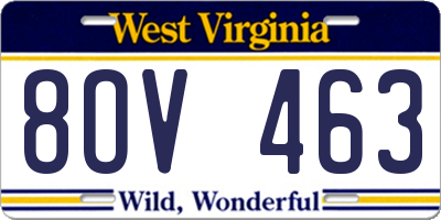 WV license plate 8OV463