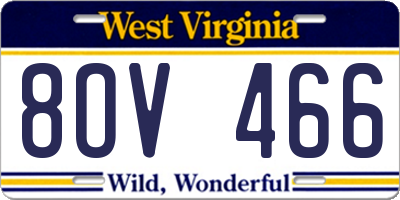 WV license plate 8OV466