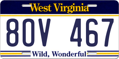 WV license plate 8OV467