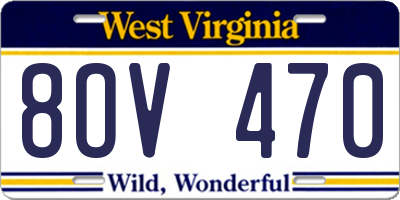 WV license plate 8OV470