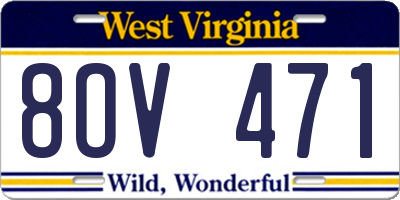 WV license plate 8OV471