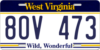 WV license plate 8OV473