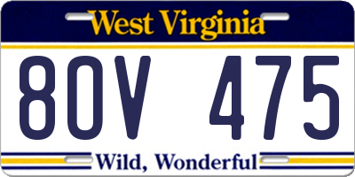 WV license plate 8OV475